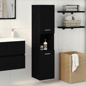 vidaXL Ντουλάπι Τοίχου Μπάνιου Μαύρο Δρυς 30x30x130 εκ από Ξύλο