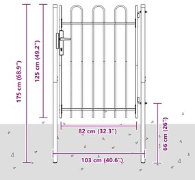 vidaXL Πύλη Φράχτη Γκρι 100 x 120 cm Χάλυβας με Επικάλυψη Πούδρας