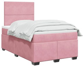 vidaXL Κρεβάτι Boxspring με Στρώμα Ροζ 120x200 εκ. Βελούδινο