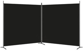 Διαχωριστικό Δωματίου με 2 Πάνελ Μαύρο 348x180 εκ. από Ύφασμα - Μαύρο