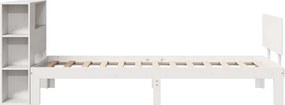 vidaXL Κρεβάτι Βιβλιοθήκη Χωρίς Στρώμα Λευκό 75x190 εκ Μασίφ Πεύκο