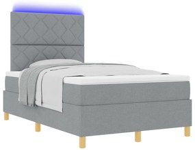 vidaXL Κρεβάτι με ελατήριο και Στρώμα & Ανοιχτό Γκρι Υφάσματος 120x190 εκ.