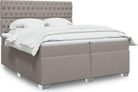 vidaXL Κρεβάτι Boxspring με Στρώμα Taupe 200x200 εκ. Υφασμάτινο