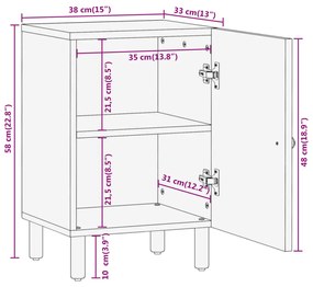 Ντουλάπι Μπάνιου 38 x 33 x 58 εκ. από Μασίφ Ξύλο Ακακίας - Καφέ