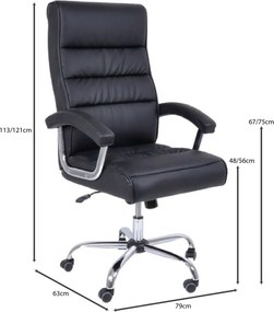 BF5850 Πολυθρόνα Διευθυντή Μέταλλο Χρώμιο, PU Μαύρο   1τμχ