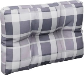 vidaXL Μαξιλάρια Παλέτας 2 τεμ. Γκρι Καρό Υφασμάτινα