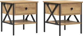 vidaXL Κομοδίνο 2 τμχ. artisan δρυς 40 x 42 x 45 εκ.
