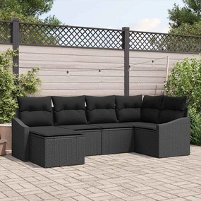 vidaXL Σετ Καναπέ Κήπου 6 pcs Μαύρο Πολυ ράταν