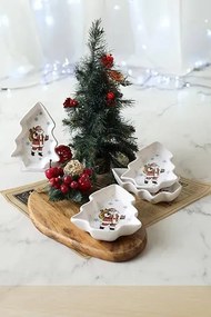 Stewehome Σετ 4 διακοσμητικά Μπολ Σνακ σε Σχήμα Βάρκας με Άγιο Βασίλη Λευκό 17x17 cm