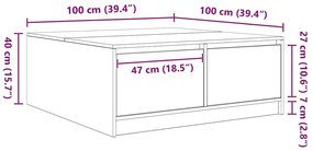 Τραπεζάκι σαλονιού με συρτάρια Sonoma Δρυς 100x100x40 εκ. - Καφέ