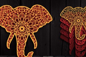 Intra απο ξύλο plywood 3mm-4mm πάχος 3D Multi-layer Elephant Mandala Δίασταση 30x30 cm INTRAFABR-104193658