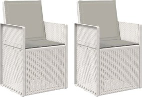 vidaXL Καρέκλες Εστιατορίου Κήπου 2 pcs Λευκό και Ανοιχτό Γκρι PP