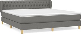 vidaXL Κρεβάτι Boxspring με Στρώμα Σκούρο Γκρι 180x200 εκ Υφασμάτιν