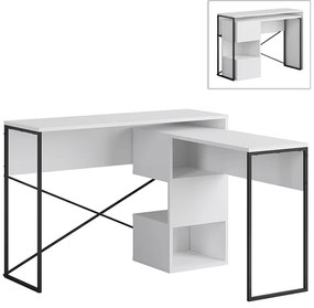 Γραφείο εργασίας πολυμορφικό Badau Megapap χρώμα λευκό 110x37,2x77εκ.