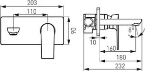 Ferro Algeo Square BAQ3PA18 – Εντοιχιζόμενη μπαταρία νιπτήρα