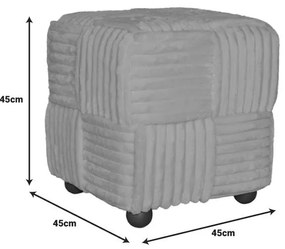 Σκαμπό Cuirl Inart μπουκλέ ύφασμα σε λευκή απόχρωση 45x45x45εκ 45x45x45 εκ.