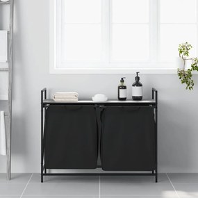 vidaXL Καλάθι Απλύτων με 2 Θέσεις και Ράφι, Γκρι Sonoma