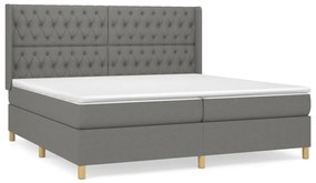 vidaXL Κρεβάτι Boxspring με Στρώμα Σκούρο Γκρι 200x200 εκ. Υφασμάτινο