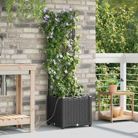 vidaXL Γλάστρες Κήπου 1 τεμ Καφασωτό Μαύρο 40 x 40 x 142 cm Πλαστικό