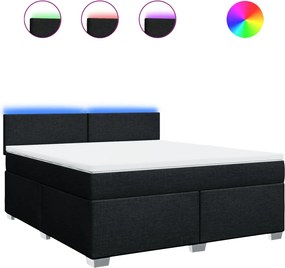 vidaXL Κρεβάτι Boxspring με Στρώμα Μαύρο 180x200 εκ. Υφασμάτινο