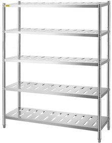VEVOR Storage Shelf, 5-Tier Storage Shelving Unit, Stainless Steel Garage Shelf, 59.1 x 17.7 x 70.9 inch Heavy Duty Storage Shelving, 661 Lbs Total Capacity with Adjustable Height and Vent Holes