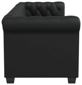 vidaXL Καναπέδες Chesterfield Διθέσιος + Τριθέσιος Μαύρο Συνθ. Δέρμα