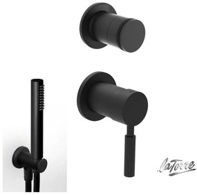 La Torre NEW TECH Black matt 12051SP-400 34374-400 Μίκτης εντοιχισμού+εκτροπέας περιστροφικός 2 εξόδων+Παροχή νερού Στρογγυλή