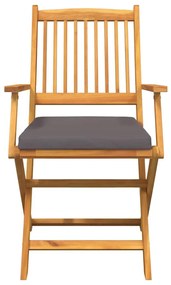 vidaXL Πτυσσόμενη Καρέκλα με μαξιλάρι 2 pcs Γκρι 49 x 57.5 x 92εκ