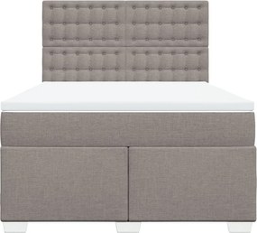 vidaXL Κρεβάτι Boxspring με Στρώμα Taupe 140x190 εκ. Υφασμάτινο