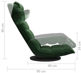 vidaXL Καρέκλα Δαπέδου Περιστρεφόμενη Σκούρο Πράσινο Βελούδινη