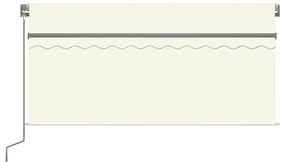 vidaXL Τέντα Συρόμενη Χειροκίνητη με Σκίαστρο & LED Κρεμ 3,5 x 2,5 μ.