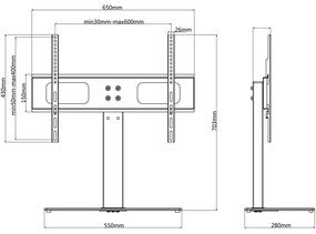 vidaXL Βάση Τηλεόρασης για Οθόνη 37-55 Ιντ. Max VESA 600x400χιλ. 40 κ.