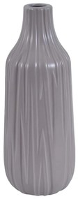 Βάζο Κεραμικό Με Ανάγλυφη Υφή Σε Γκρι Χρώμα 15x15x37.5cm