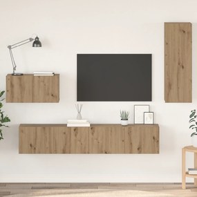 vidaXL Τηλεοπτική Κάβα Τοίχου Επιτοίχιο 4 pcs artisan δρυς