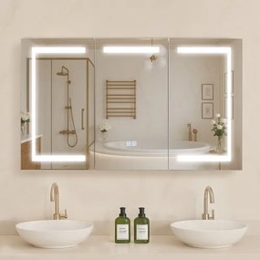 VEVOR Lighted Medicine Cabinet with Tempered Glass Mirror 100x60 cm Wall-Mounted