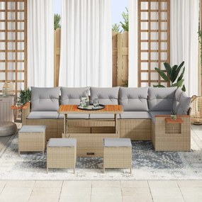 vidaXL Σετ Καναπέ Κήπου 10 pcs Μπεζ συνθετικό ρατάν