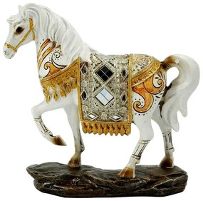 Διακοσμητικό Άλογο Πολυεστερικό Λευκό-Χρυσό Royal Art 19x20εκ. LAN8/42