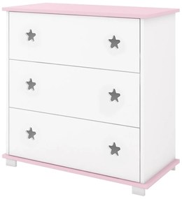 Συρταριέρα  με Αλλαξιέρα  Stars White + Pink  83x48x87cm  BC20070P  BabyCute