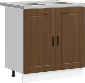 vidaXL Βάση νιπτήρα με αποθήκευση Porto 2 pcs Καφέ Επεξεργασμένο ξύλο