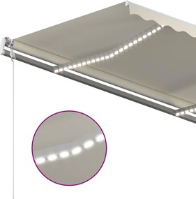 vidaXL Ηλεκτρική τέντα με LED και αισθητήρα 3 x 2,5 m Κρεμ