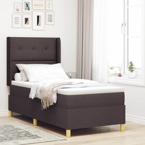 vidaXL Κρεβάτι Box Spring με Στρώμα & LED Καφέ Σκούρο 80x200 εκ. Ύφασμα