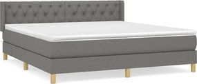 vidaXL Κρεβάτι Boxspring με Στρώμα Σκούρο Γκρι 160x200 εκ Υφασμάτινο