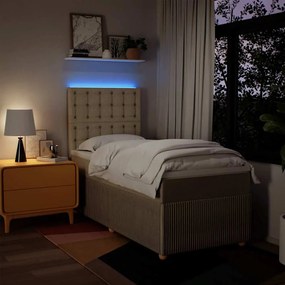 vidaXL Κρεβάτι Boxspring με Στρώμα Κρεμ 90x190 εκ.Υφασμάτινο