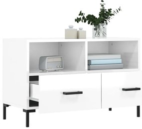 vidaXL Έπιπλο Τηλεόρασης Γυαλ. Λευκό 80x36x50 εκ. Επεξεργασμένο Ξύλο