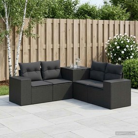 vidaXL Σετ Καναπέ 5 τμχ. Μαύρο 200 x 200 x 85 εκ.