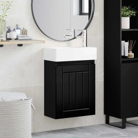 vidaXL Μονάδα μπάνιου με βρύση Μαύρο 45,5 x 25,5 x 84 εκ
