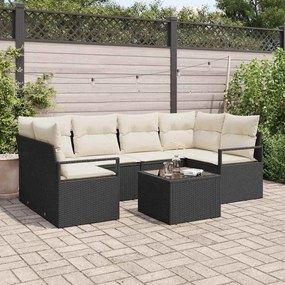 vidaXL Σετ Καναπέ Κήπου 7 pcs Μαύρο, Κρέμα 55 x 55 x 37 εκ