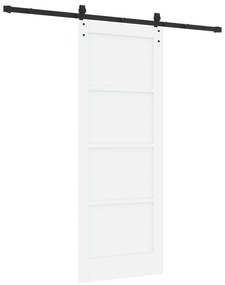vidaXL Ολίσθητη Πόρτα με Σετ Αξεσουάρ Λευκή 78x202 εκ. Στερεό Ξύλο Πεύκου