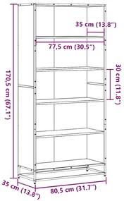 Βιβλιοθήκη Sonoma Oak 80,5x35x170,5 cm Ξύλινη κατασκευή - Καφέ