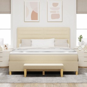vidaXL Κρεβάτι με Στρώμα & Πάγκο Κρεμ 180x200 εκ Ύφασμα
